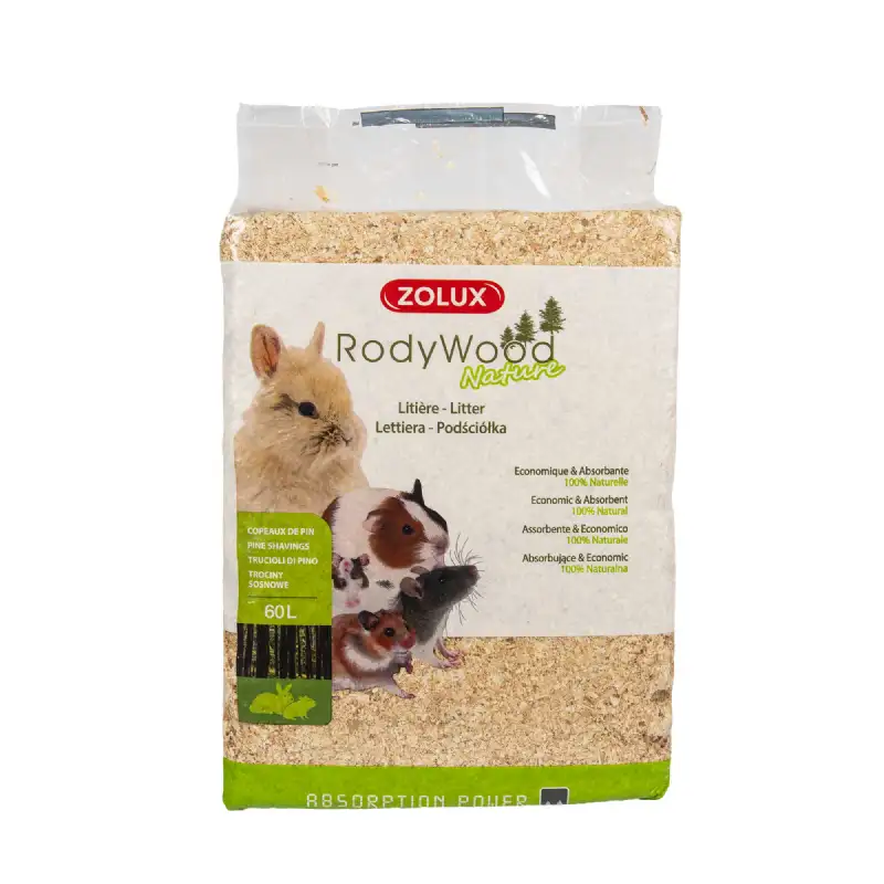 Litière RodyWood Nature pour rongeurs et lapins (60 L ou 165L) - ZOLUX