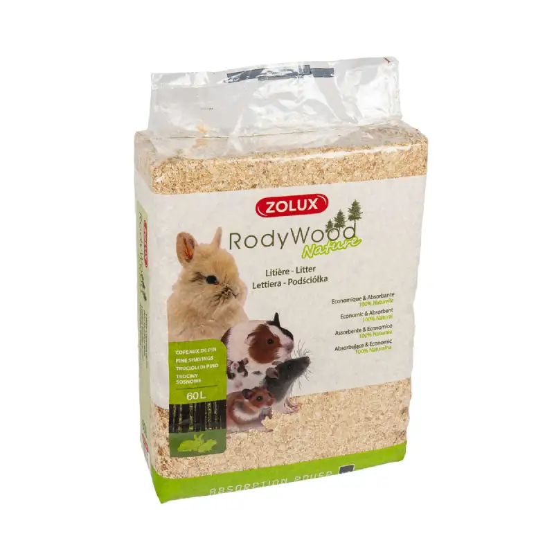 Litière RodyWood Nature pour rongeurs et lapins (60 L ou 165L) - ZOLUX
