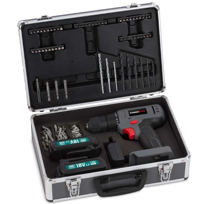 Malette perceuse 18v lithium 153 accessoires - Powerplus - 94,99€ Malette perceuse 18v lithium 153 accessoires