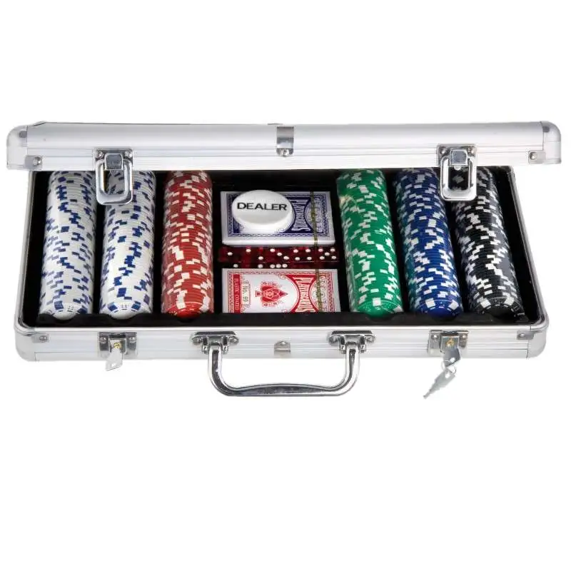 Mallette Complète De Poker Texas Hold'em - 500 Jetons, 2 Jeux De Cartes, Dés, Bouton Dealer | Coffret Aluminium Avec Clés