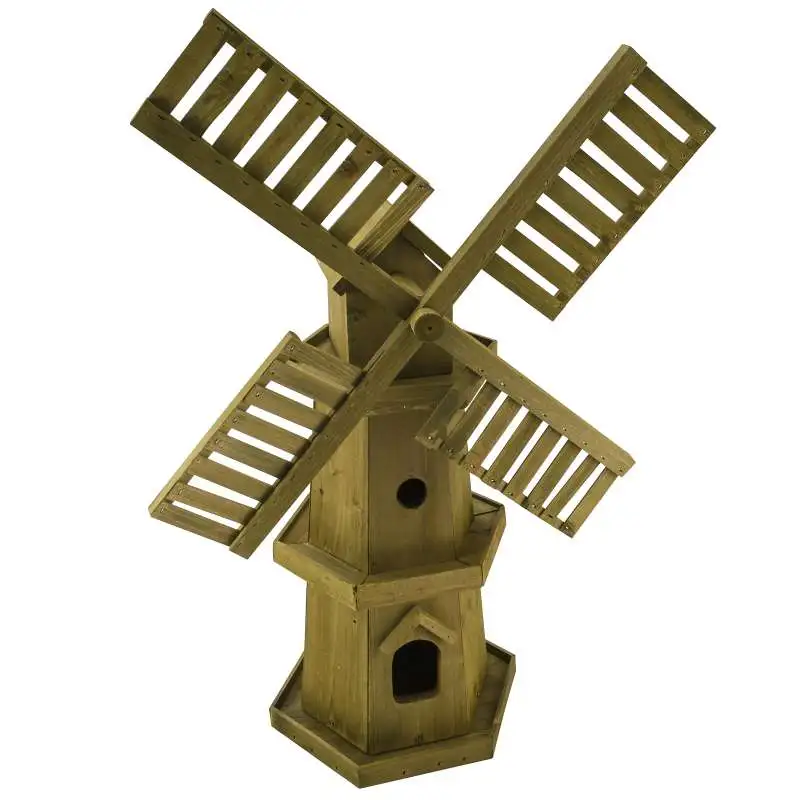 Moulin à vent en bois de pin 55 x 28 cm
