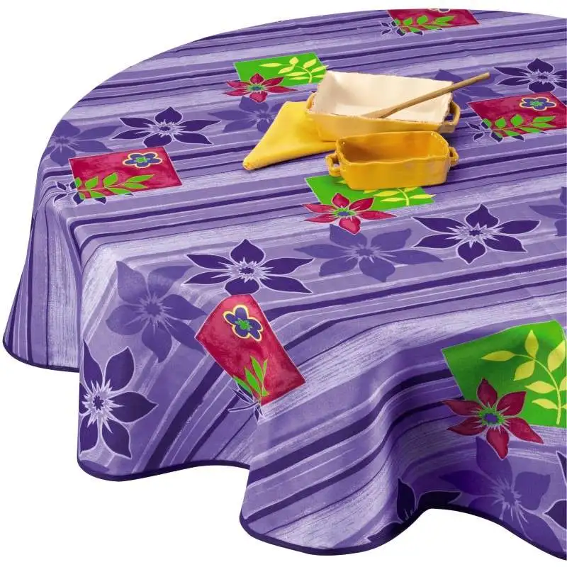 Nappe anti tâche ronde motif Oloron bleu