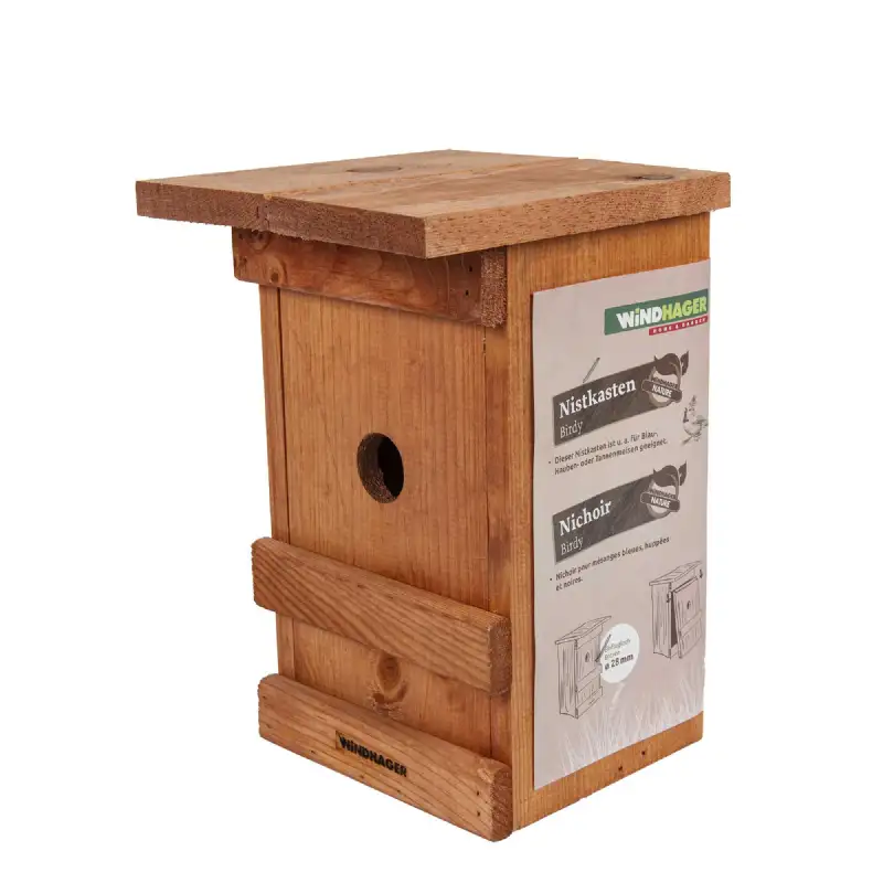 Nichoir à oiseaux en bois massif verni