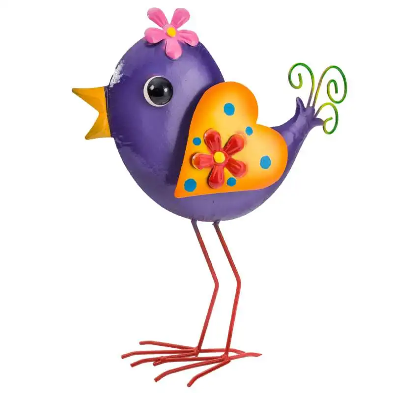 Oiseau métal déco violet 28x30cm