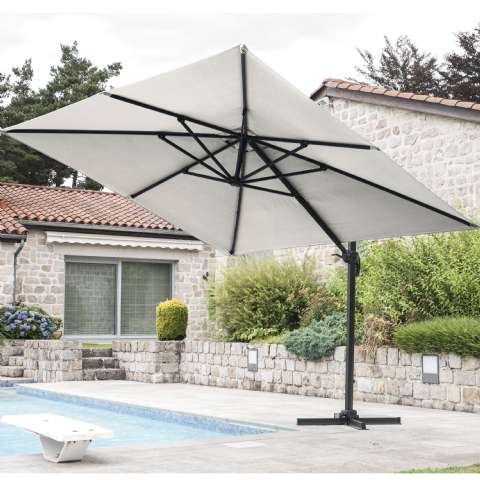 Parasol luxe aluminium à mât déporté  (300x300cm) Ozalide