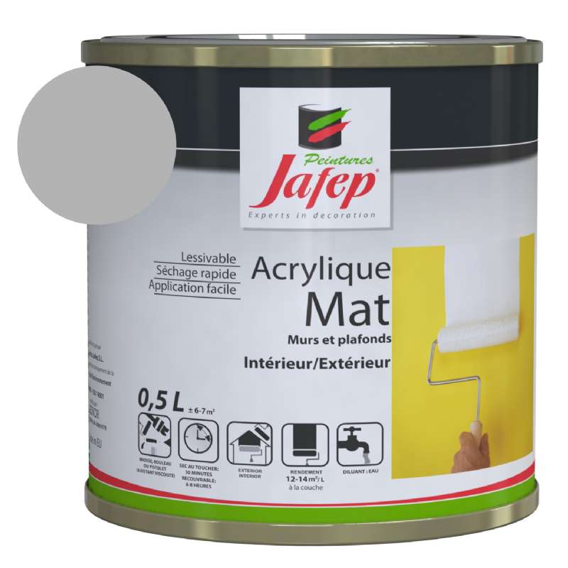 Peinture acrylique mate gris acier Jafep (0,5L)