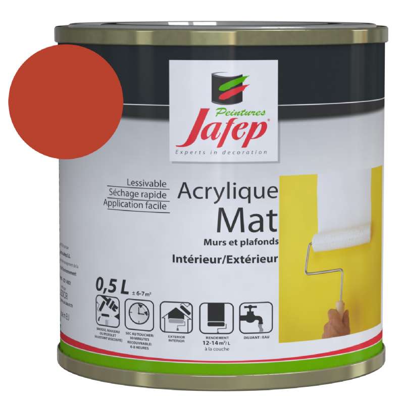 Peinture acrylique mat rouge vif Jafep