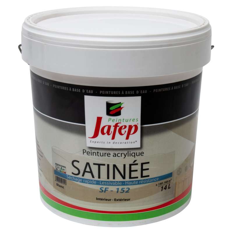 Peinture acrylique satinée blanc (14L) Jafep - Provence Outillage
