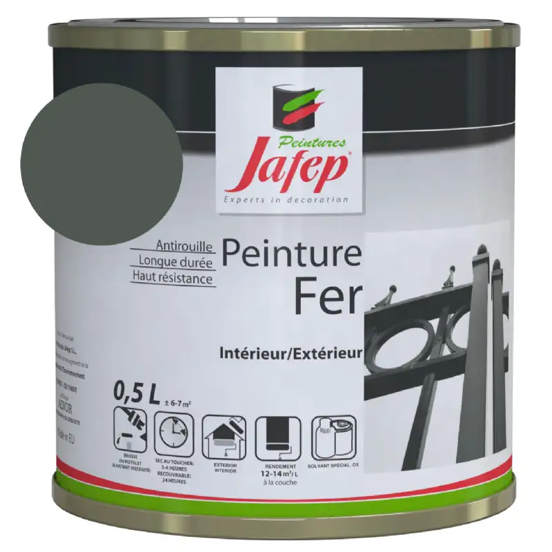 Peinture fer antirouille vert saule 0,5L