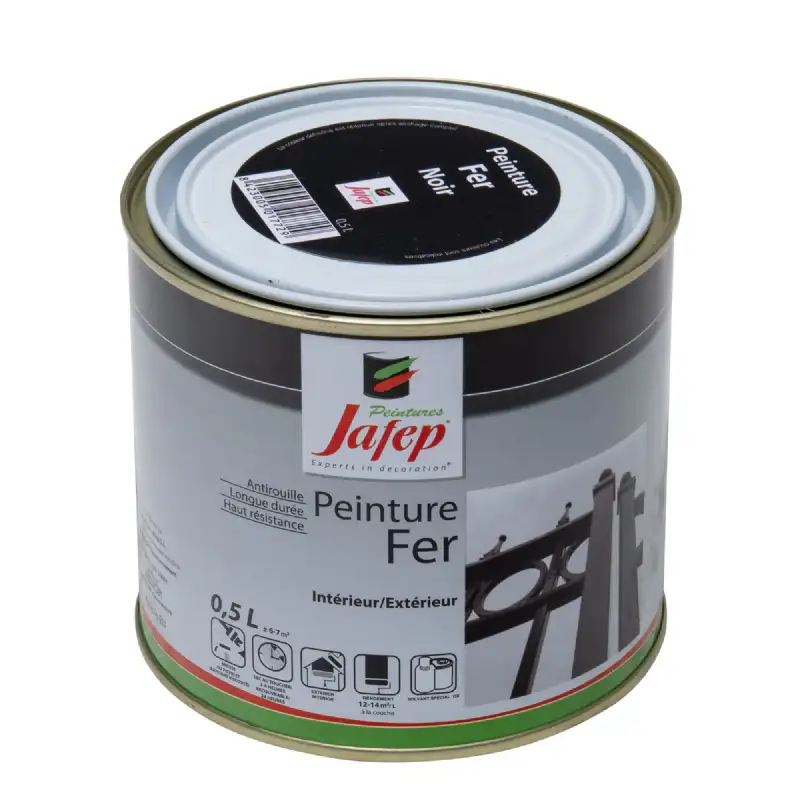 Peinture fer antirouille noir 0,5l