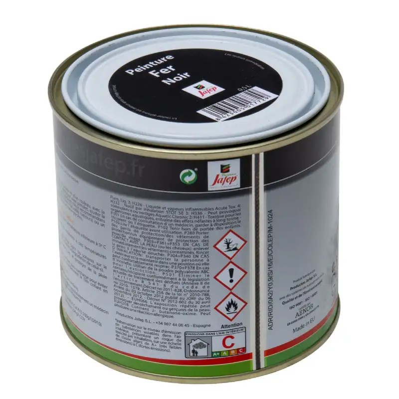 Peinture fer antirouille noir 0,5l