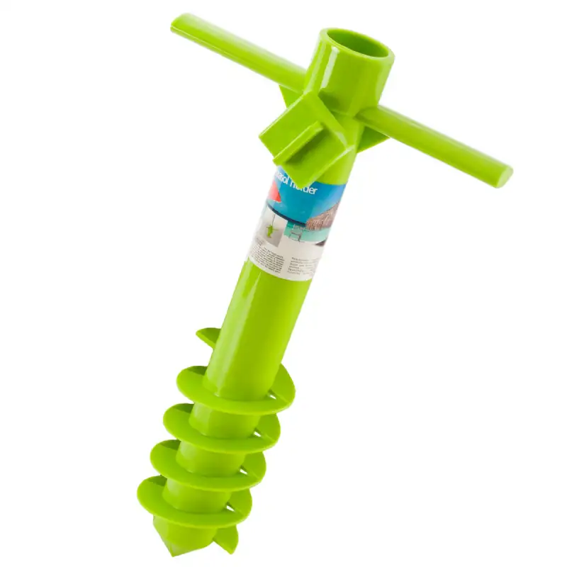 Pied à visser pour parasol de plage vert