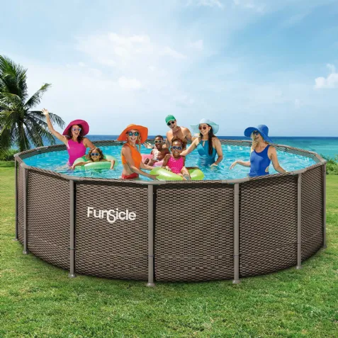 Piscine tubulaire ronde Funsicle marron Ø 4,57m x h1,22m