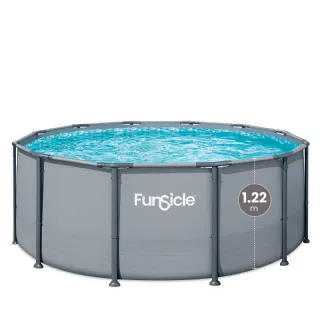 Piscine tubulaire ronde Funsicle grise Ø 3,66m x h1,22m