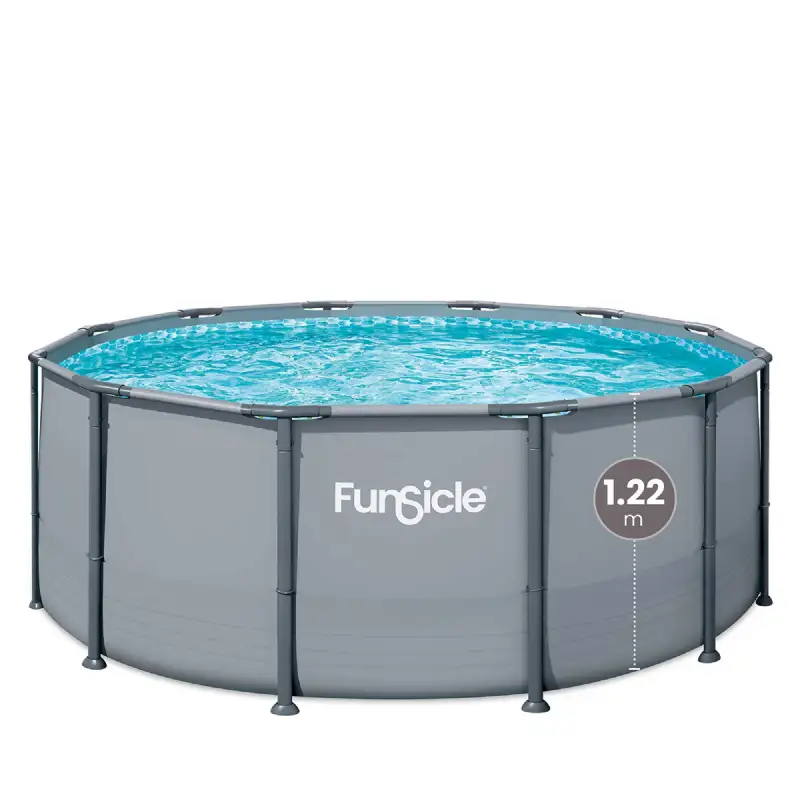 Piscine tubulaire ronde Funsicle grise Ø 3,66m x h1,22m