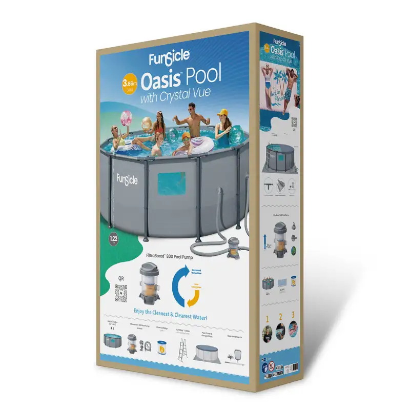 Piscine tubulaire ronde à hublot Funsicle Ø 3,66m x h1,22m