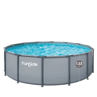 Piscine tubulaire ronde Funsicle gris uni Ø 4,57m x h1,22m