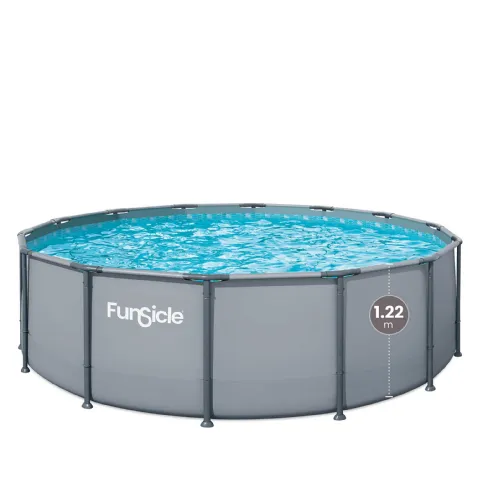 Piscine tubulaire ronde Funsicle gris uni Ø 4,57m x h1,22m