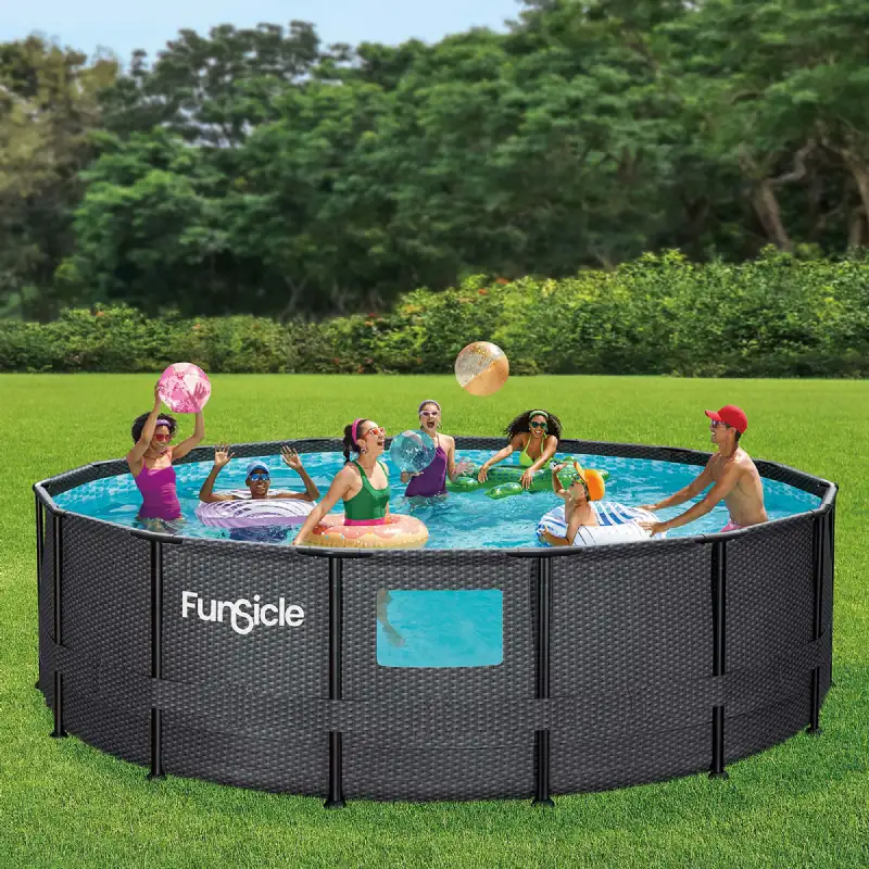 Piscine tubulaire hublot noire Ø4,57x H 1,22m Funsicle