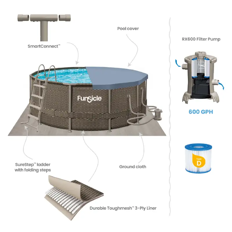 Piscine tubulaire ronde Funsicle marron Ø 3,66m x h1,22m