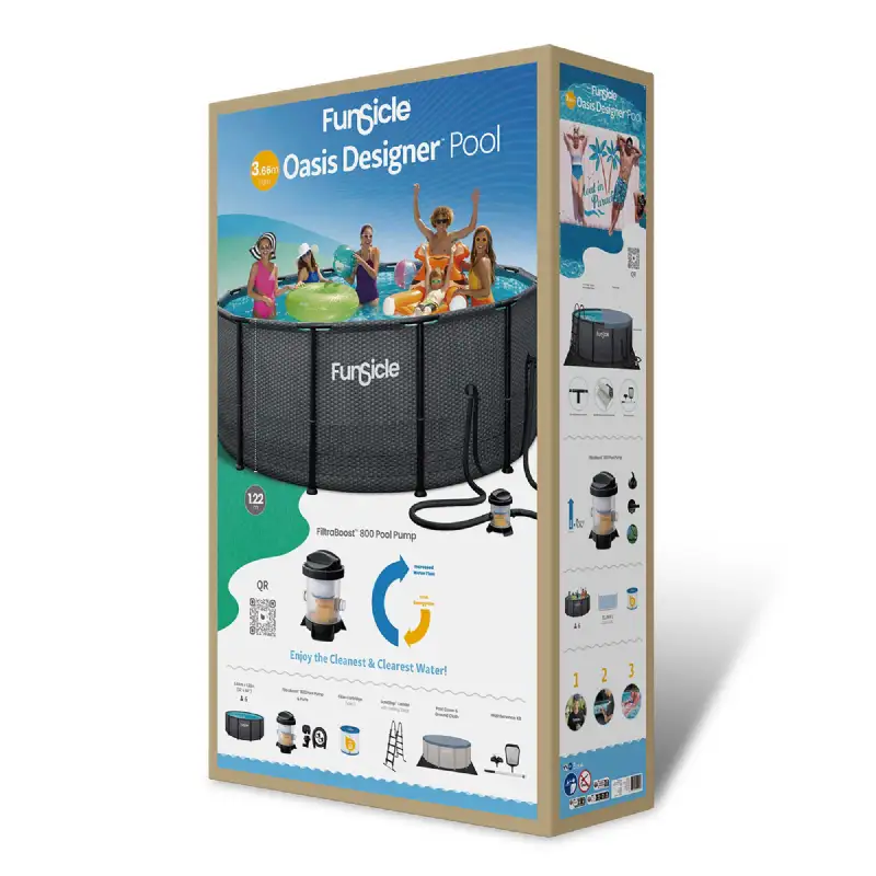 Piscine tubulaire ronde Funsicle noire Ø 3,66m x h1,22m