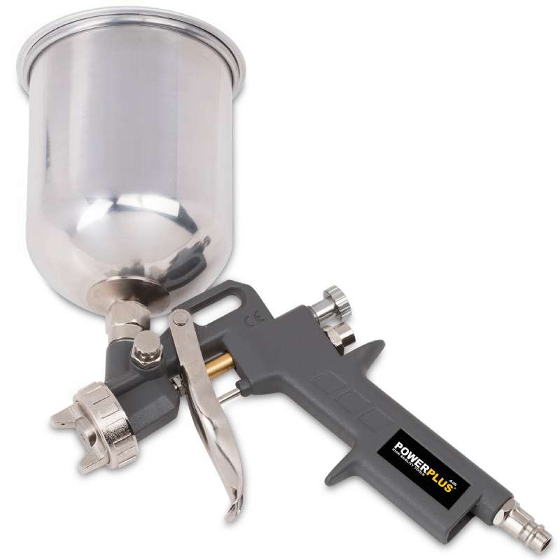 Pistolet peinture pneumatique avec godet haut
