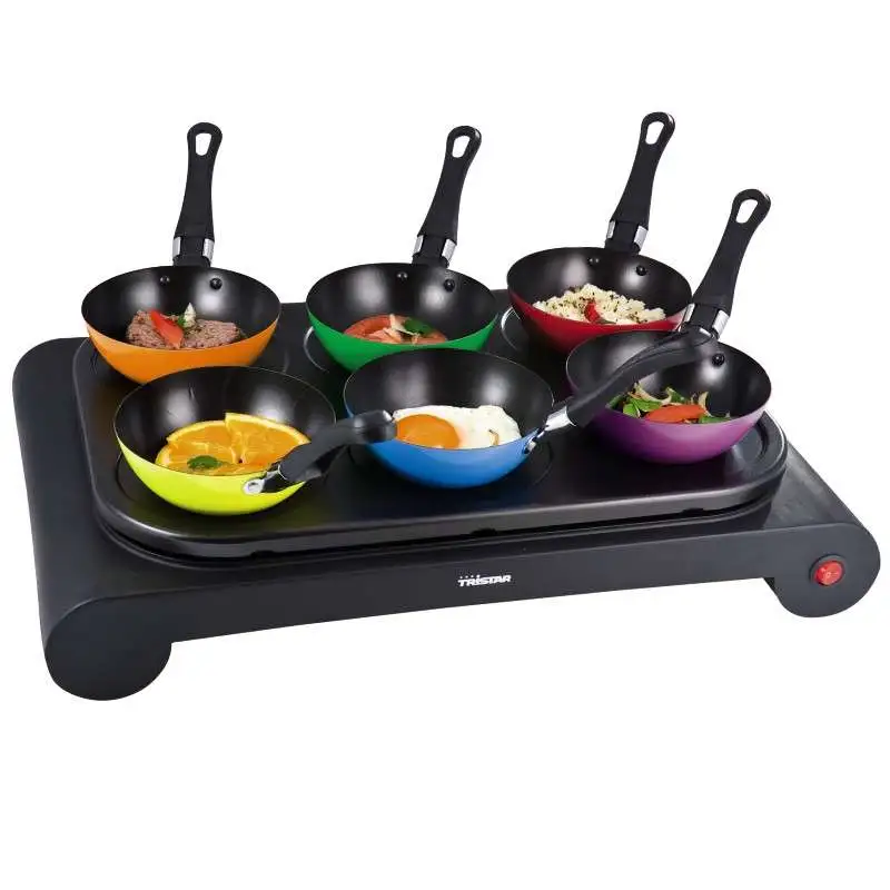 Plancha avec 6 woks/crêpes tristar