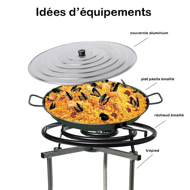 Plat à paella haut en métal émaillé 2 poignées ( ø 36 cm )