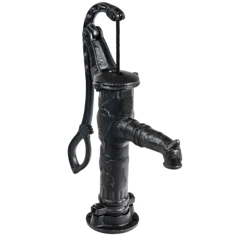 Pompe manuelle en fonte décorée noire