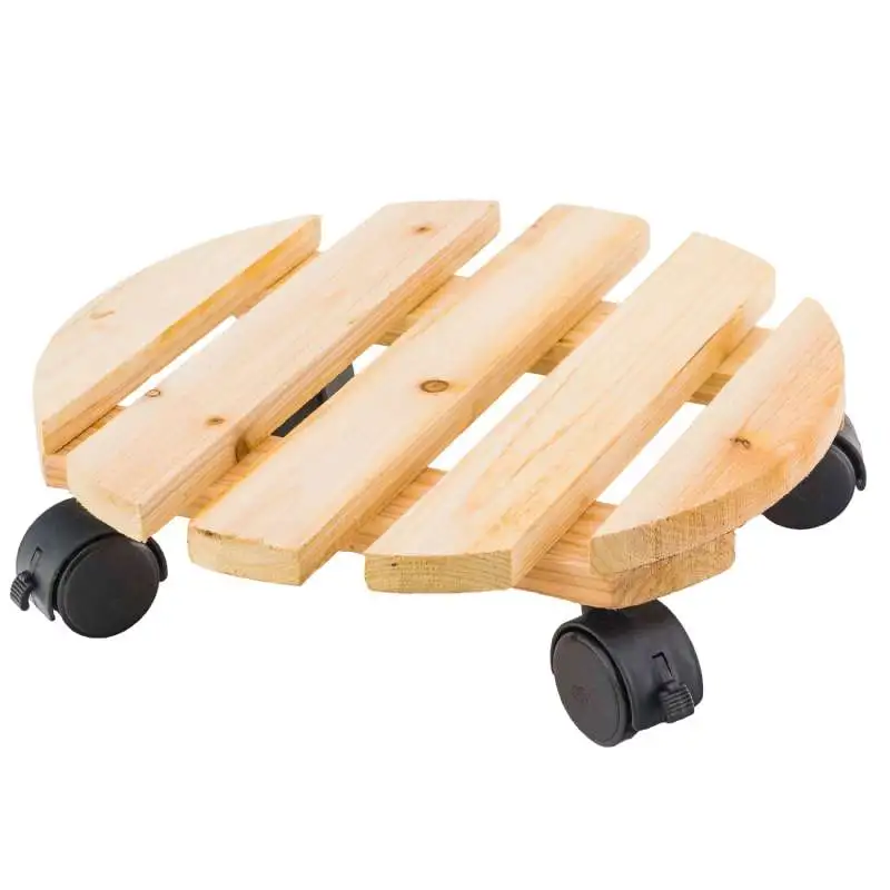 Porte plante en bois à roulette diamètre 30cm