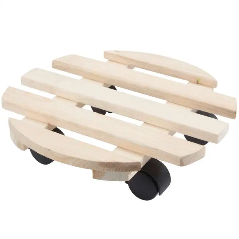 Porte plante en bois rond à roulettes Toolland (Ø30cm)