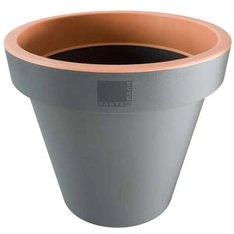 Pot de fleurs rond saumon et gris