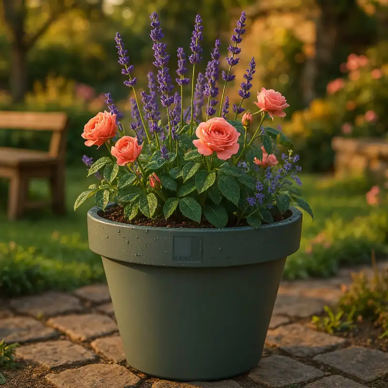 Pot de fleurs rond vert