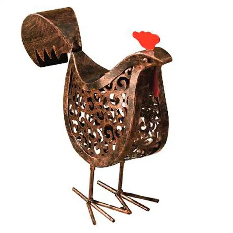 Poule solaire en métal 30x21x8cm