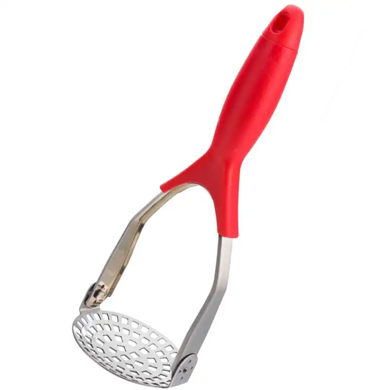 Presse purée inox avec poignée rouge