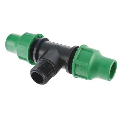 Raccord tuyau 16mm 2 têtes + 1 sortie mâle