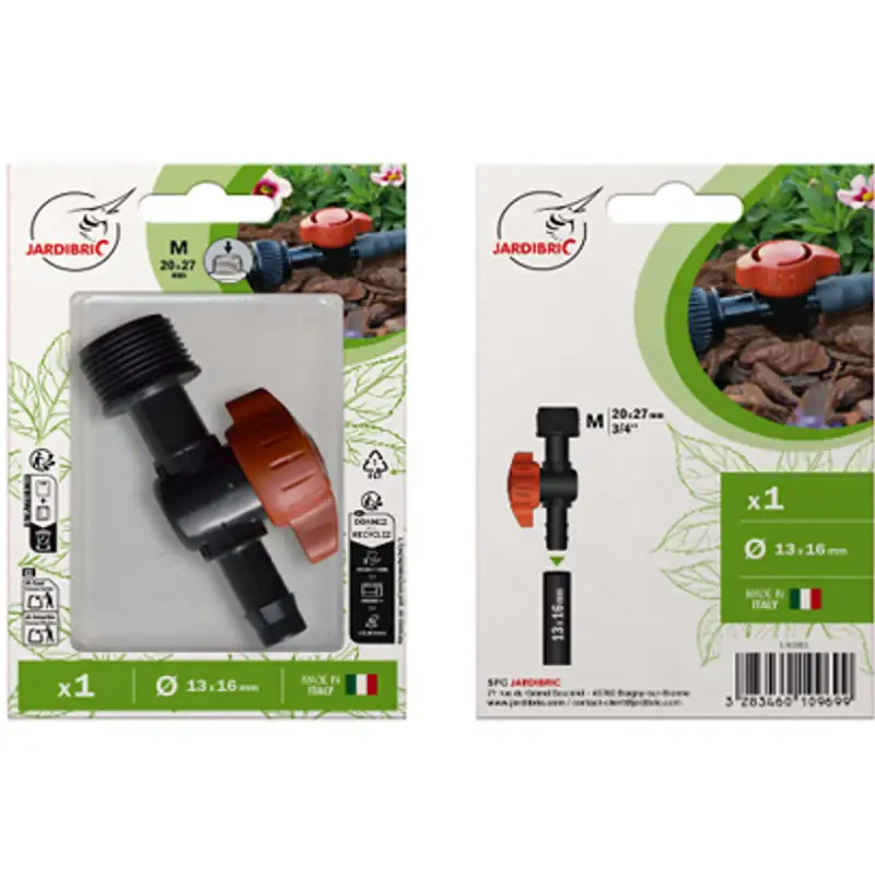 Vanne quart de tour JARDIBRIC 16 mm male 3/4