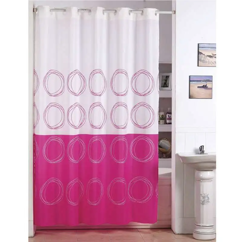 Rideau de douche décor anneaux roses