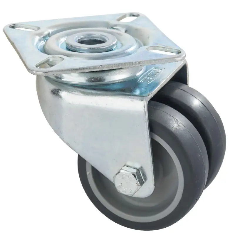 Roulette double 5cm platine à visser 6cm