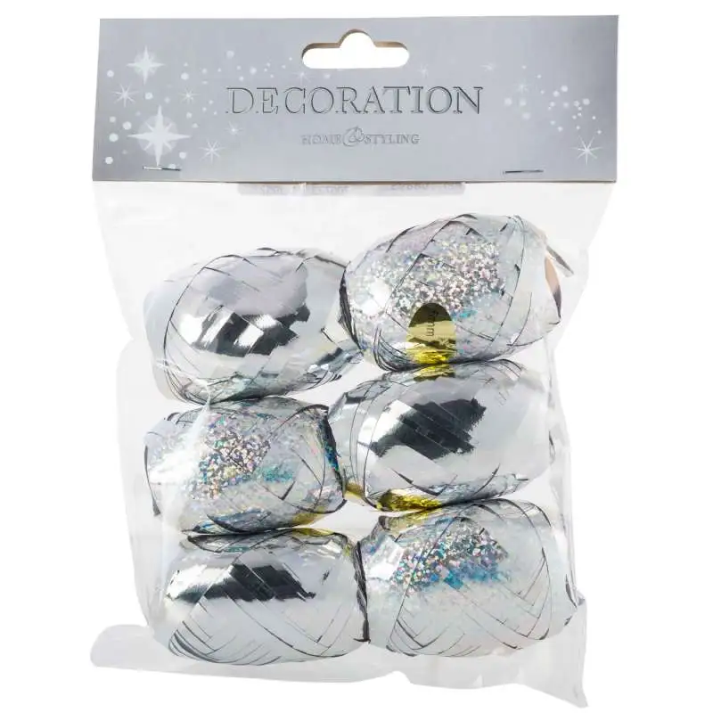 Ruban bolduc argent taille 5mmx 10m 6pcs