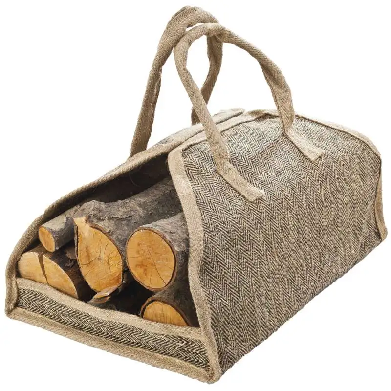 Sac à buches renforcé 100% jute naturel