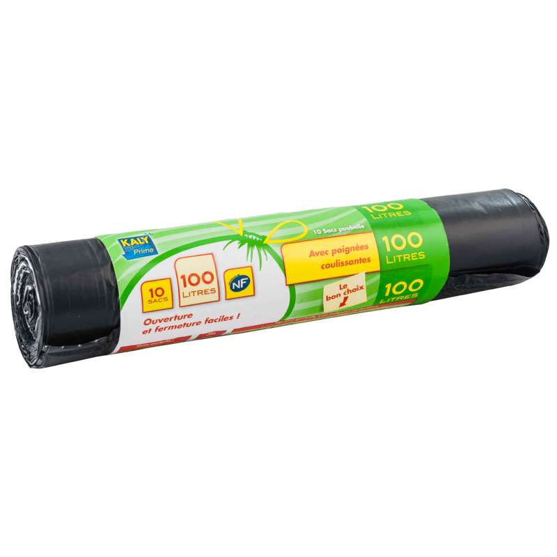 Sacs poubelle 100l poignées coulissantes - Kaly prime - 4,75€ Sacs poubelle 100l poignées coulissantes