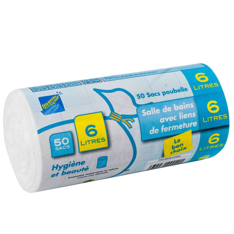 Sacs poubelle blanc 6 litres 50 pièces - Kaly prime - 2,19€ Sacs poubelle blanc 6 litres 50 pièces