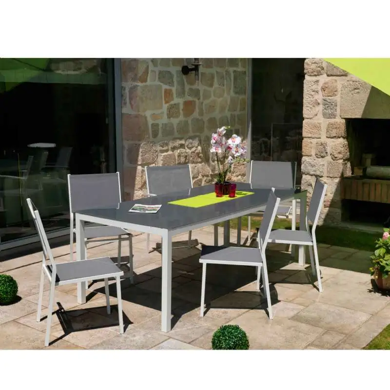 Salon de jardin girona table + 6 chaises