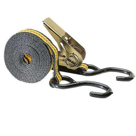 Sangle à cliquet 5 m à 2 crochets - Corderies tournonaises - 5,99€ Sangle à cliquet 5 m à 2 crochets