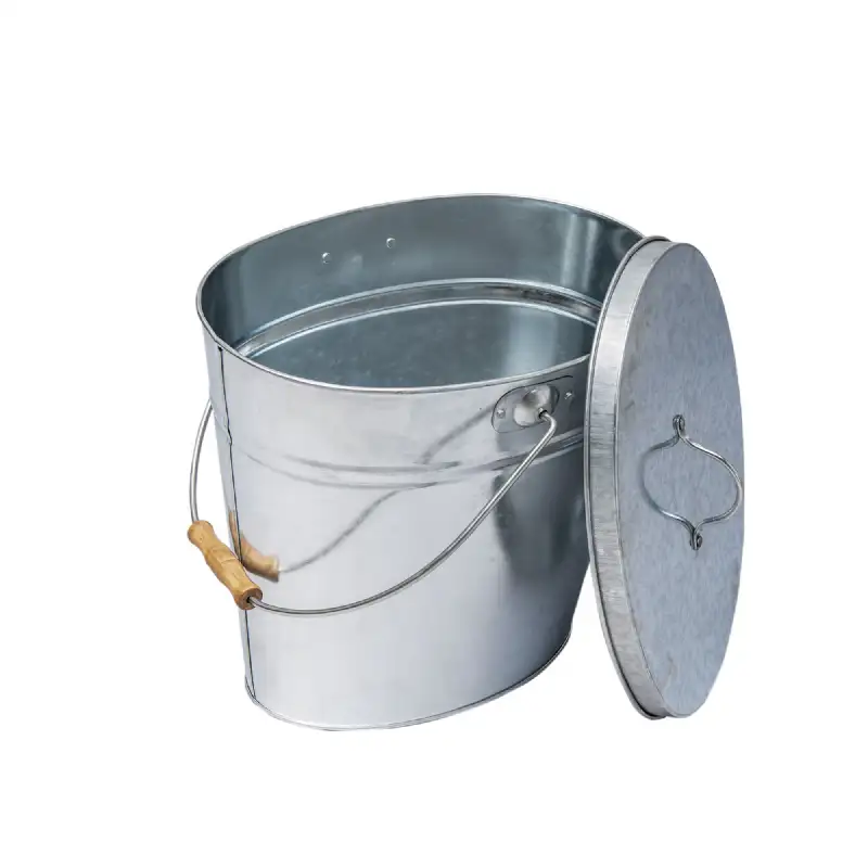 Seau à cendre métal galvanisé WERKA PRO avec couvercle et poignée