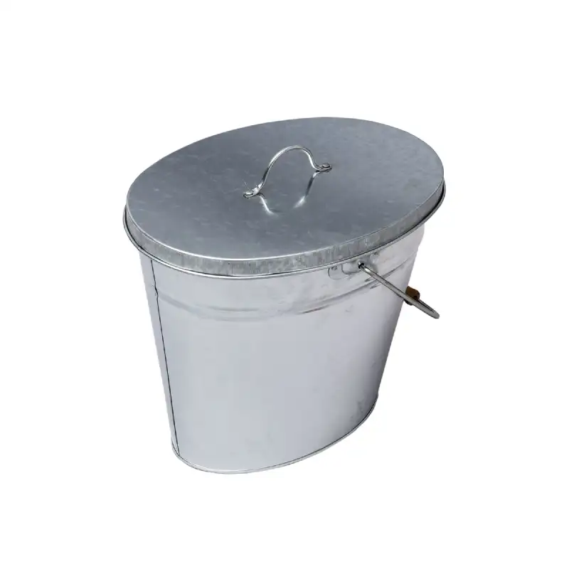 Seau à cendre métal galvanisé WERKA PRO avec couvercle et poignée