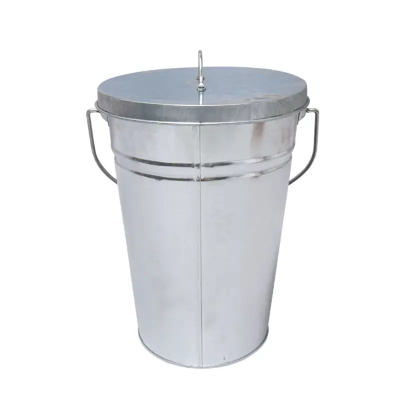 Seau à cendre métal galvanisé WERKA PRO avec couvercle et poignée