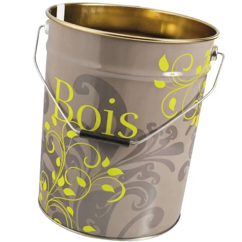 Seau à bûches décoré