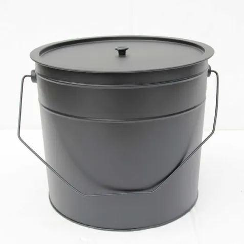 Seau à cendre noir avec couvercle en métal - 25 litres
